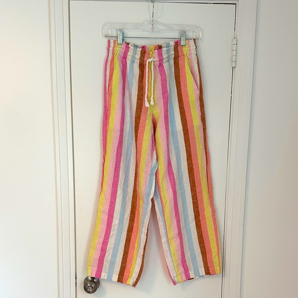 JCrew Factory XS Striped Multicolor Linen Pants
